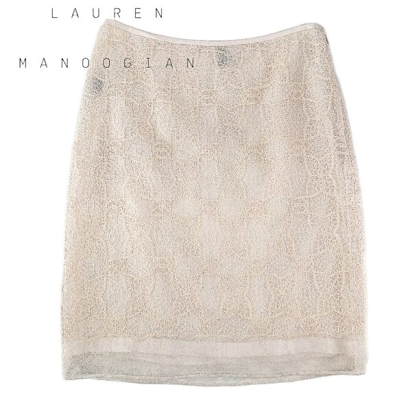 Marianne Kooimans Dresses & Skirts - Marianne Kooimans Ivory Silk Layered Pencil Skirt Hand Loomed Textured Midi 2 M